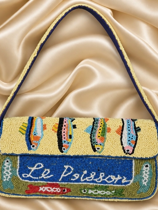 Handbags - Le Poisson Beaded Shoulder Bag | Coastal Fish Purse French Market Beach Chic